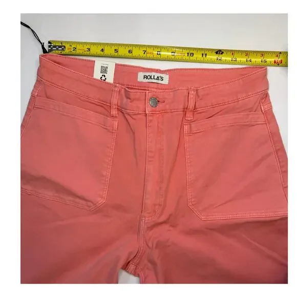 Rollas Sailor Drill High Rise Wide Leg Jeans Peach Pink Size 32 NWT - Picture 10 of 13